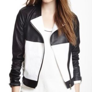 Bagatelle City LeatherCotton Black/Wht Moto Jacket